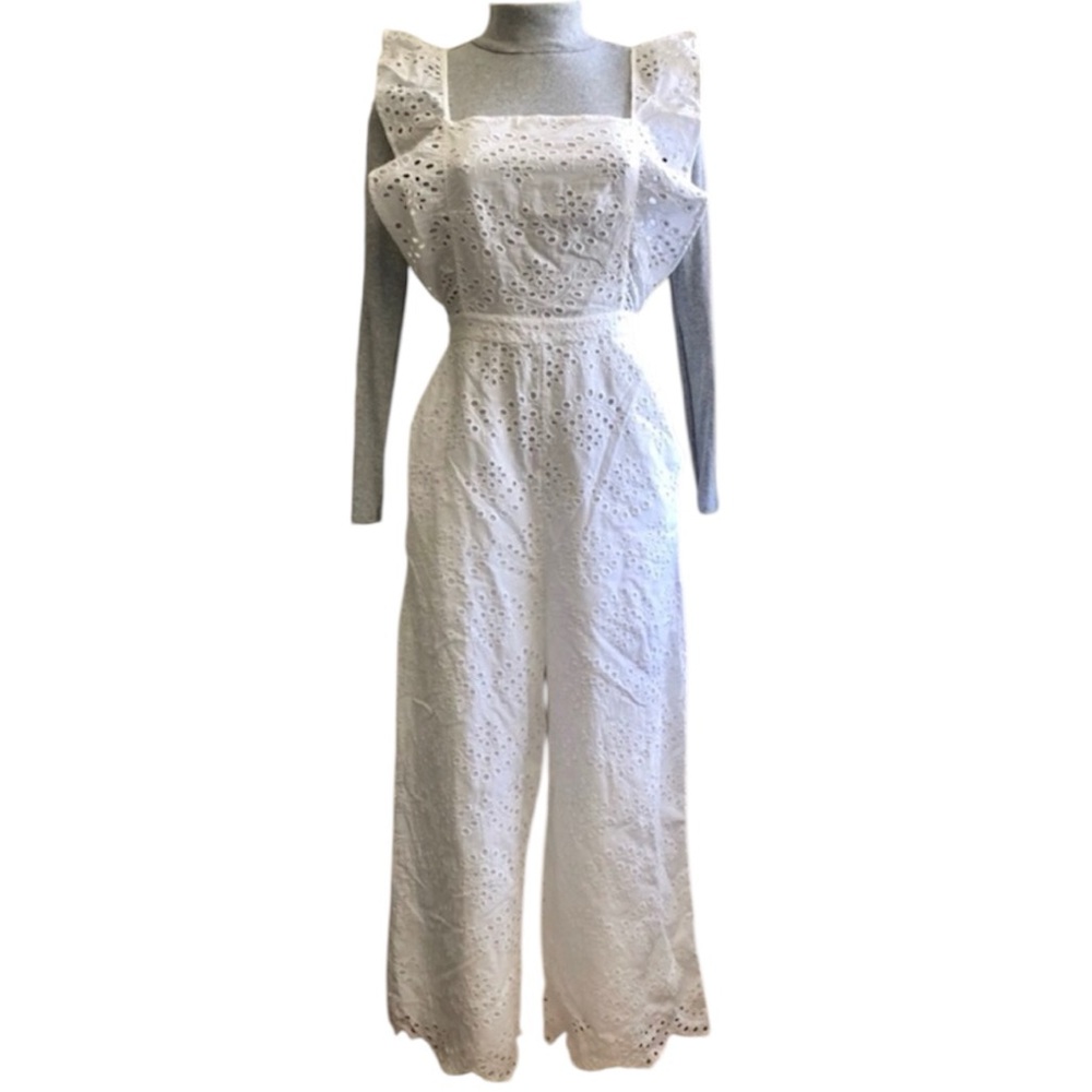 Topshop Broderie Eyelet Tie Jumpsuit